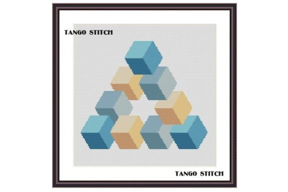 Blue Cubes Abstract Geomentic Embroidery Review