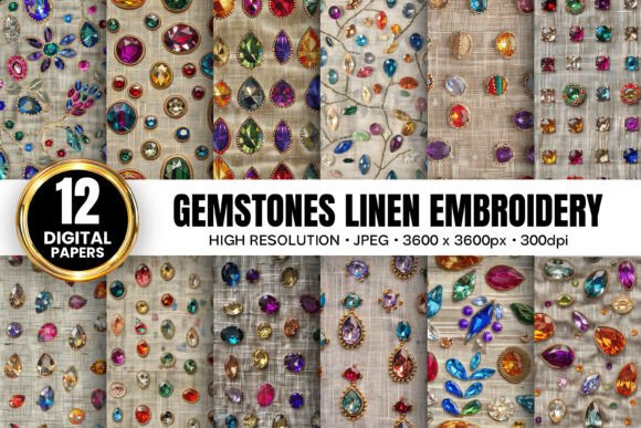 Gemstone Embroidery Linen Fabric Pattern Review